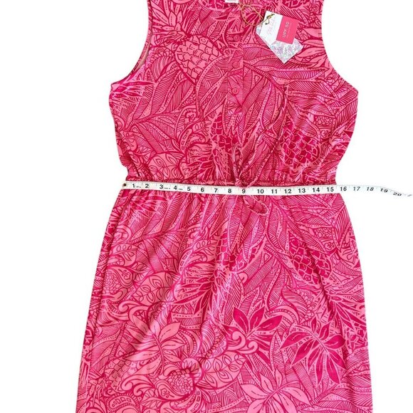 NWT Stella Parker Sleeveless Sheath Dress Button Up Bright Fuchsia Pink Size M - Picture 10 of 12